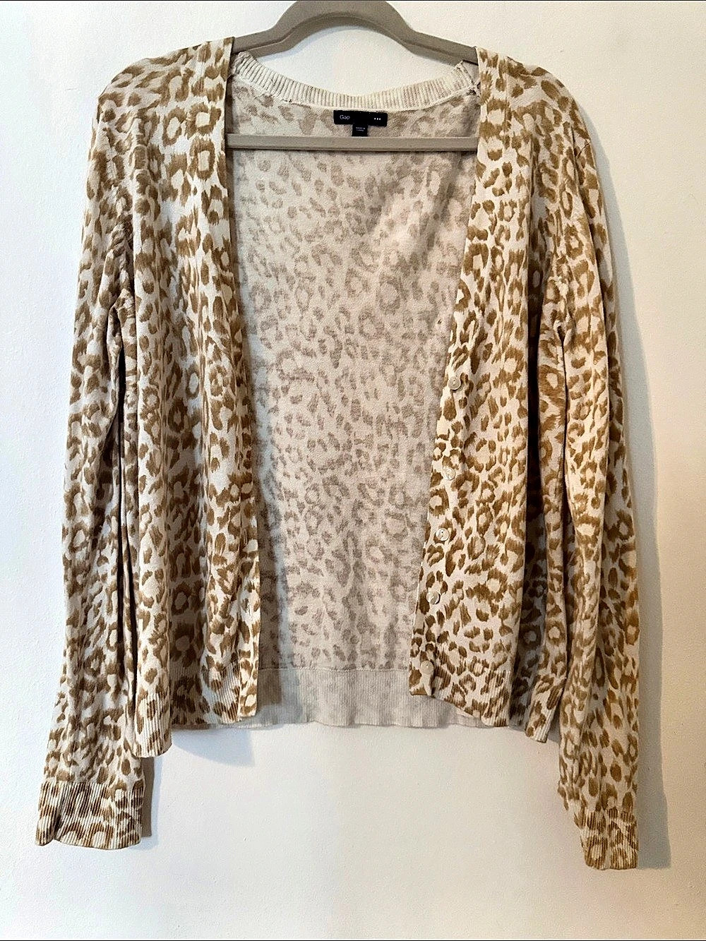 Gap Leopard Print Cardigan in Brown & Cream